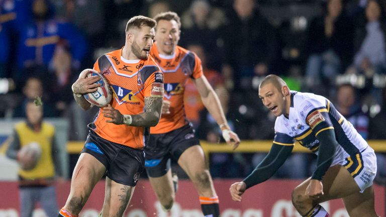Castleford's Zak Hardaker in action against his old club Leeds for the first time