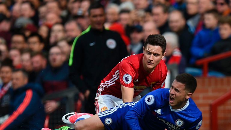 Ander Herrera man-marked Eden Hazard at Old Trafford in April