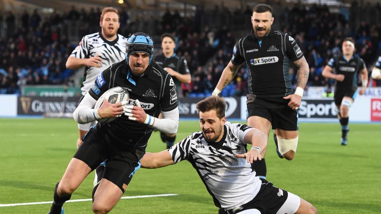 Peter Murchie scored one of Glasgow's seven tries against Zebre