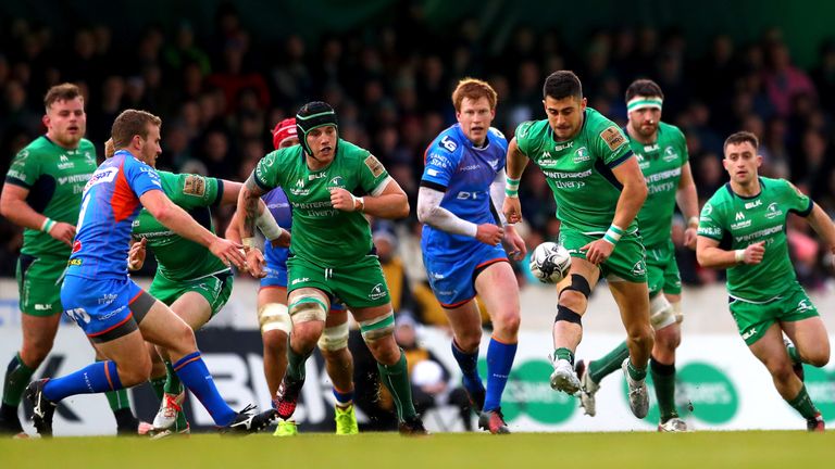Tiernan O'Halloran kicks the ball upfield