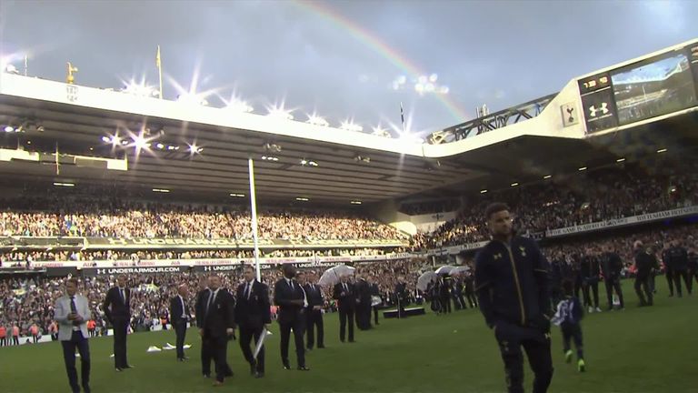A rainbow was visible as Tottenham said farewell to their old stadium