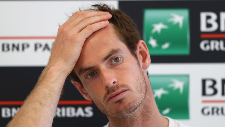 Murray speaks to the media during a press conference ahead of his defence of the Rome Masters