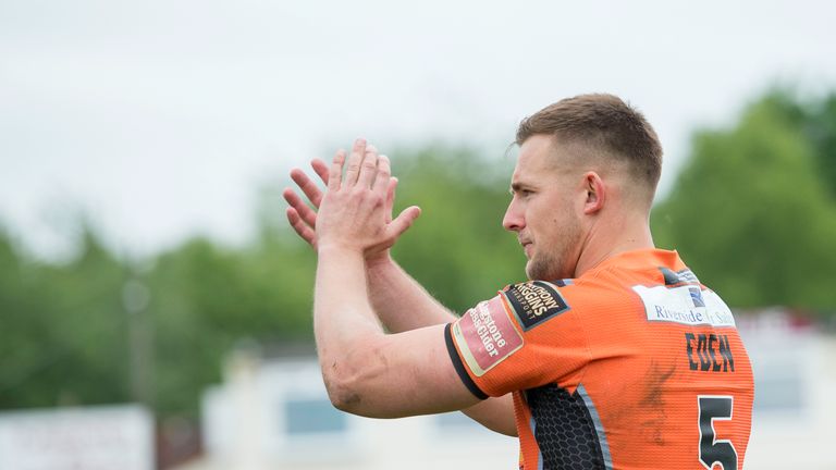 Greg Eden took his tally to 24 tries in 16 appearances with his third hat-trick in succession