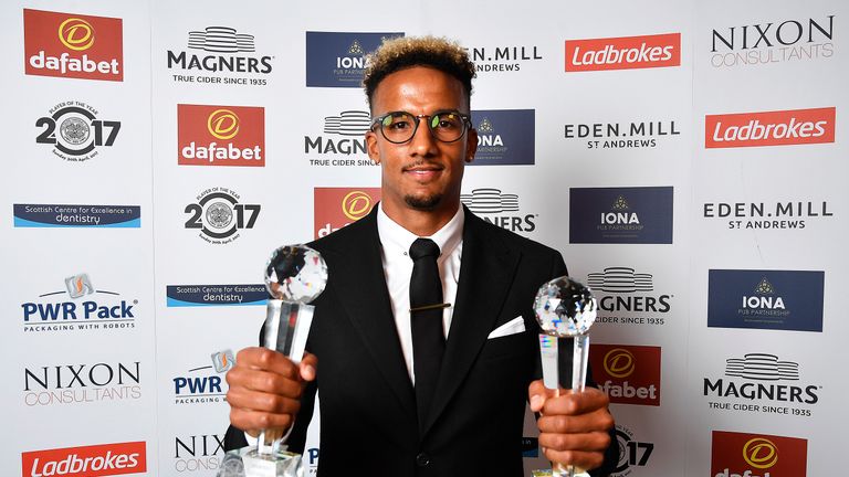 Celtic's Scott Sinclair wins both the Player of the Year and Player's Player of the Year awards.