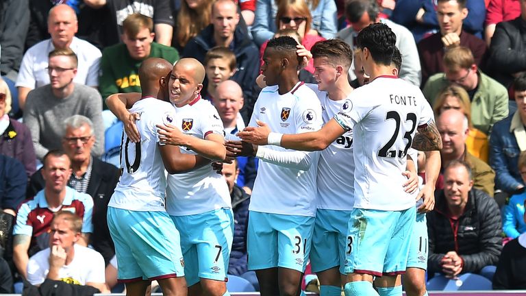 Sofiane Feghouli (second left) is congratulated on scoring his team's equaliser