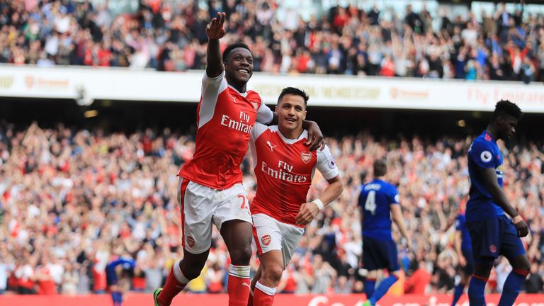 Danny Welbeck celebrates scoring Arsenal's second goal