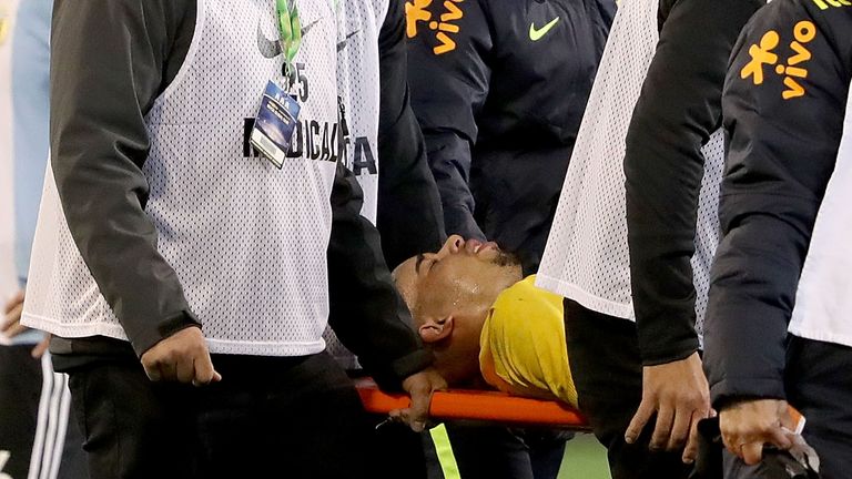 Gabriel Jesus is stretchered off with an injury