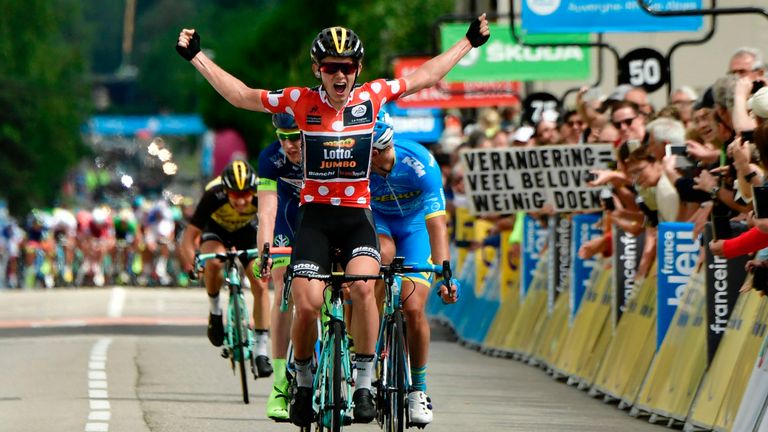 Netherlands' Koen Bouwman claimed victory on stage three of the Criterium du Dauphine