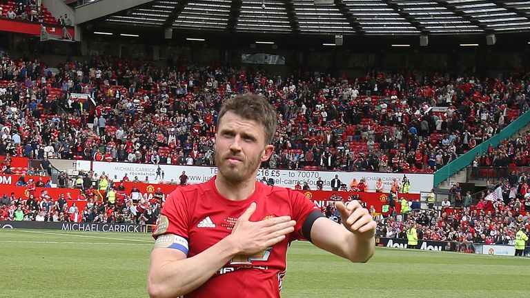 Michael Carrick celebrates during his testimonial