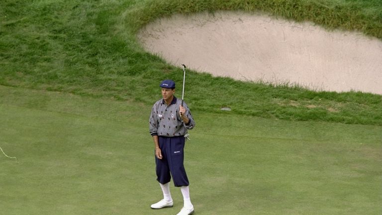 Stewart had a nightmare time on the 18th green at Olympic Club