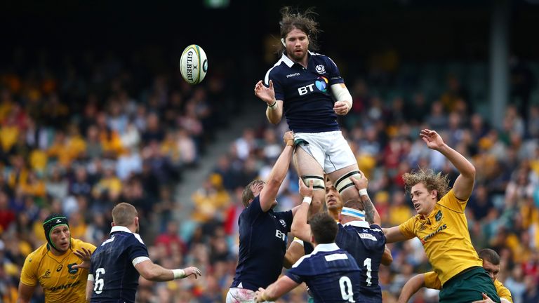 Ben Toolis of Scotland takes a lineout ball