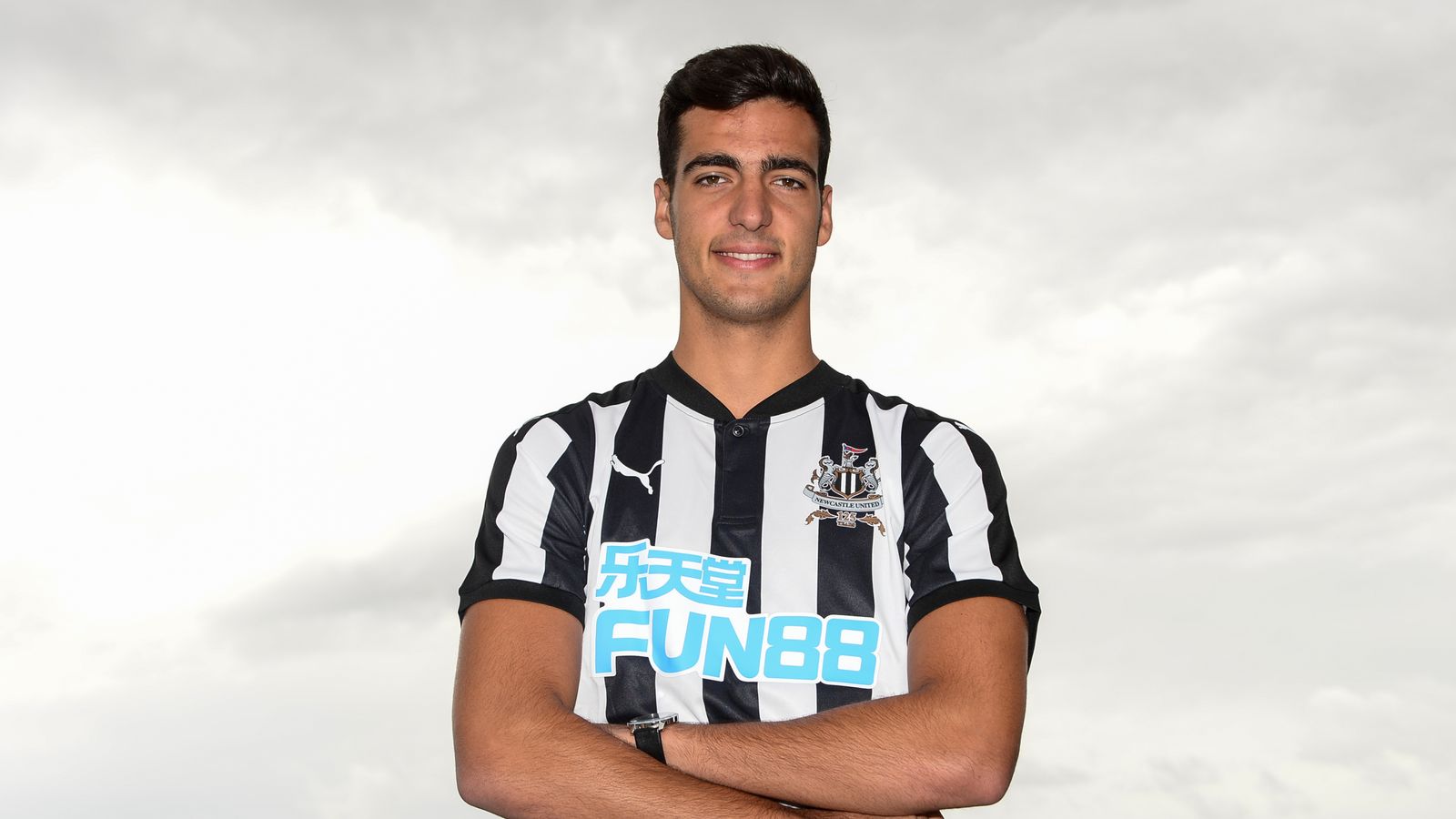  Mikel Merino poses for his official Newcastle United portrait after signing for the club in the summer of 2017.