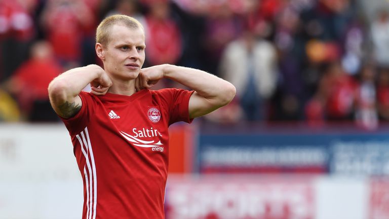 Aberdeen's Gary Mackay-Steven in Europa League action