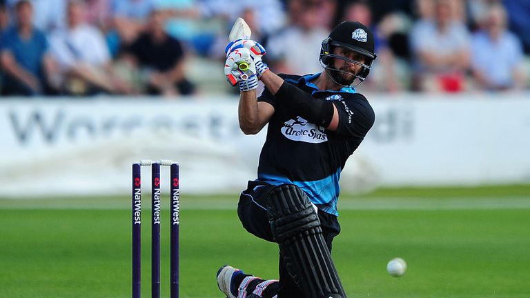 Ross Whiteley hammered six sixes in an over for Worcestershire - in a losing cause