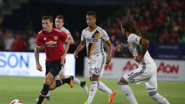 Lindelof played as part of a back three against LA Galaxy
