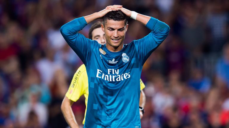 Cristiano Ronaldo was shown a red card late on in the Super Cup