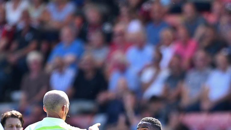 Raheem Sterling was sent off by Mike Dean at Bournemouth on Saturday