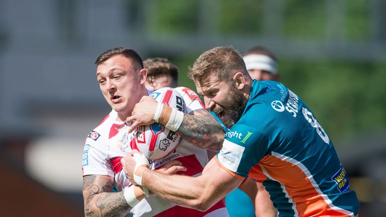 Matty Dawson is tackled by Scruton