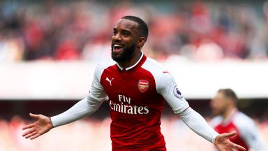 Alexandre Lacazette celebrates as Arsenal cruise to victory