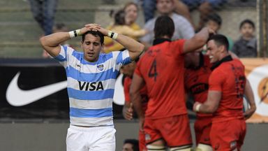 A dejected Joaquin Tuculet after South Africa scored their fourth try