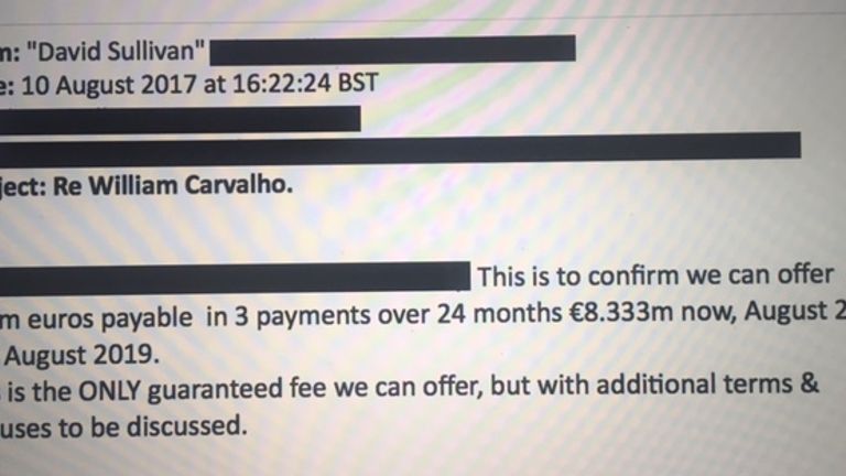 The club sent an initial email telling Sporting of their intention to make an offer