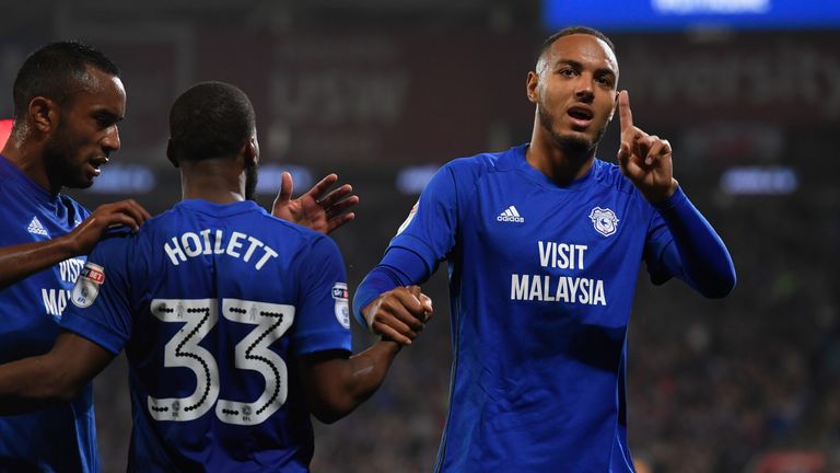 Kenneth Zohore scored twice for Cardiff on Tuesday evening