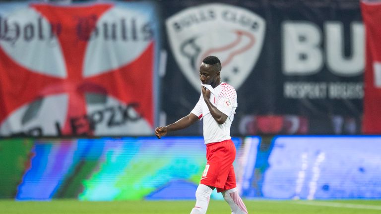 Naby Keita was sent off for a high tackle on Christoph Kramer