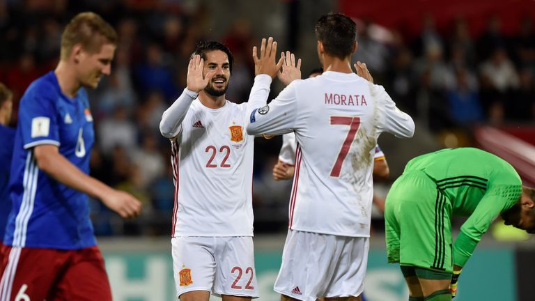 Spain cruised to an 8-0 victory against Lichtenstein on Tuesday