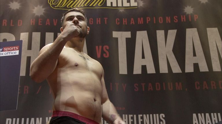 Allen displayed his slimmer physique at Friday's weigh-in