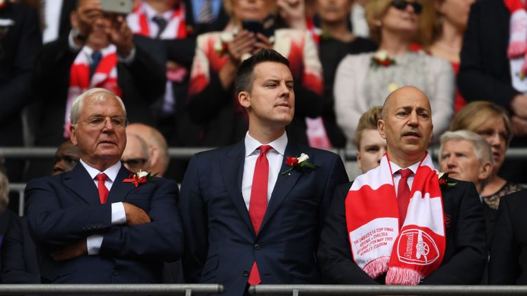 Arsenal's Supporters' Trust will vote against re-appointment of Sir Chips Keswick (left) and Josh Kroenke (right)