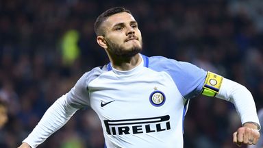 Mauro Icardi celebrates after scoring for Inter Milan