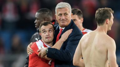 Swiss midfielder Xherdan Shaqiri with manager Vladimir Petkovic