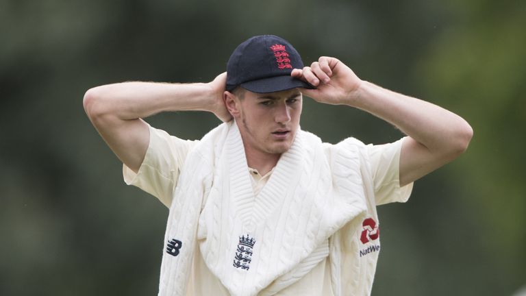George Garton bowled against England's batsmen in the nets this winter