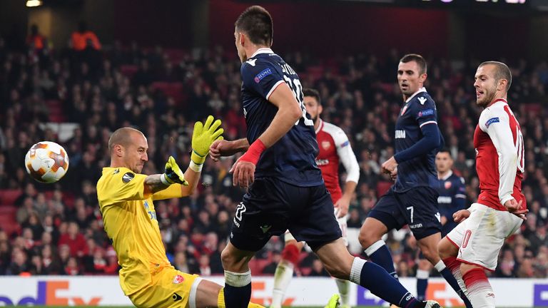 Wilshere was only denied a goal by a goal-line clearance