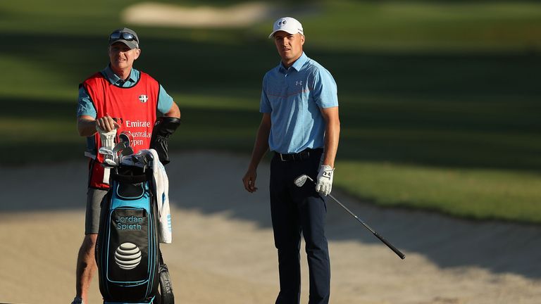 Spieth alongside his swing coach and caddie for the week Cameron McCormick 