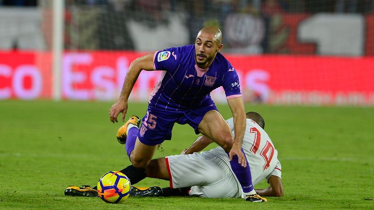 Nordin Amrabat, on loan from Watford, was sent off for Leganes