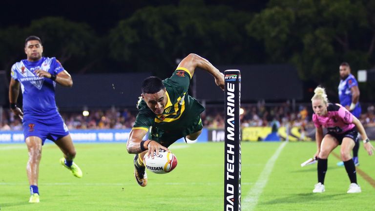 It was a game to remember for Valentine Holmes who bagged five tries