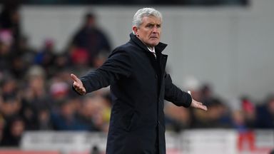 Image of Stoke City manager Mark Hughes was unhappy with referee Martin Atkinson in midweek
