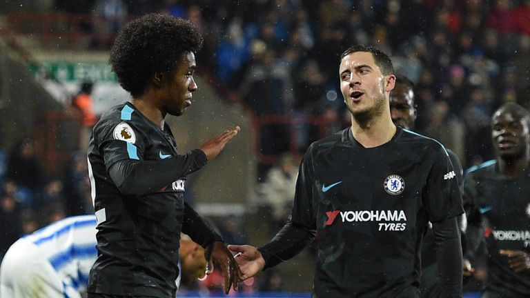 Maurizio Sarri wants to have talks with Thibaut Courtois, Willian (left) and Eden Hazard (right)