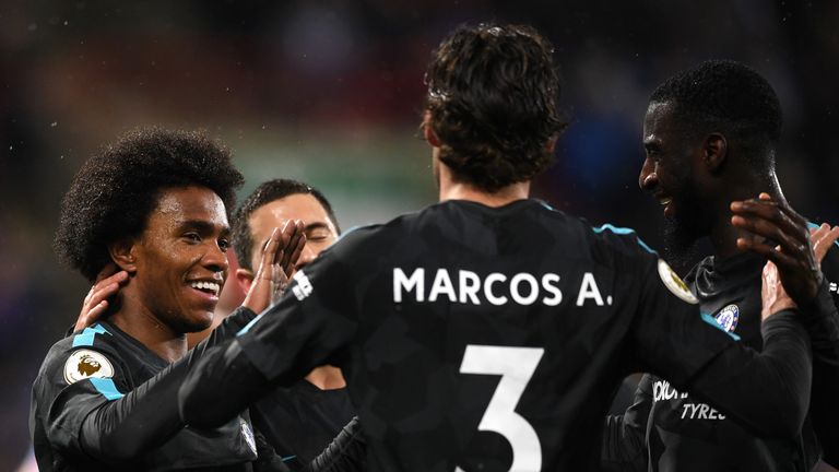 Willian celebrates his goal with Chelsea team-mates