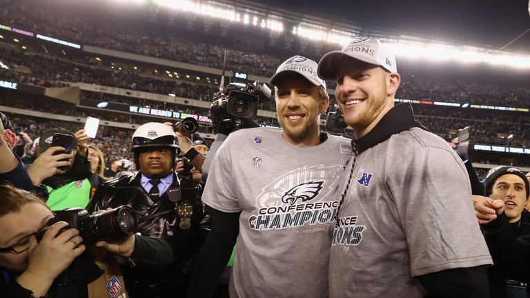 Nick Foles (L) and Wentz (R) have a strong relationship