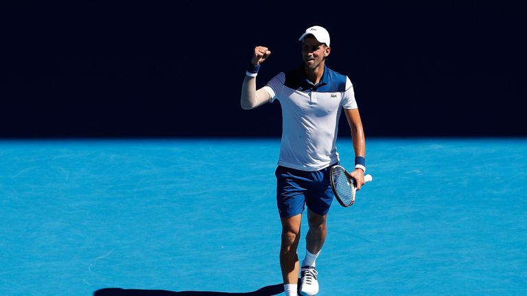 Novak Djokovic began his bid for a record breaking seventh Australian Open title with a routine first round victory