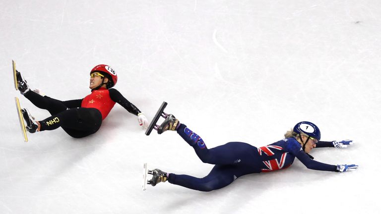 Elise Christie crashed in the semi-finals of the 1,500m event