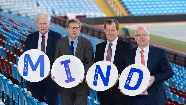 (From left to right) EFL Chairman Ian Lenagan, Mind Chief Executive Paul Farmer, Mind Ambassador Alastair Campbell and EFL Chief Executive Shaun Harvey
