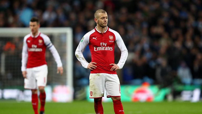 Jack Wilshere looks dejected during the Carabao Cup Final
