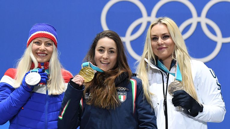 Lindsey Vonn (right) won bronze at this year's Pyeongchang Winter Olympics