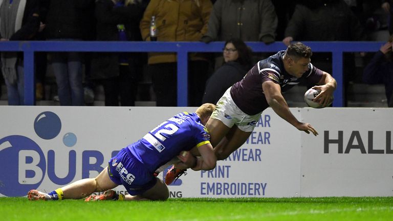Ryan Hall goes over for his first try