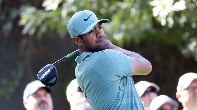 Tony Finau currently leads the PGA Tour in driving distance, averaging 323 yards from the tee