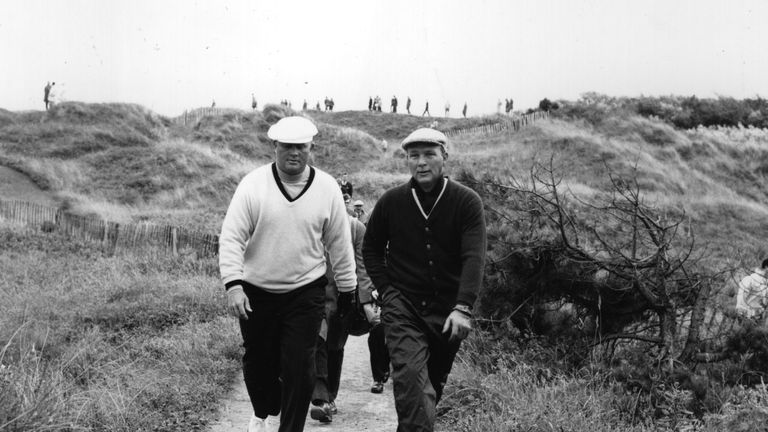 Palmer (R) won seven major titles, including four at The Masters