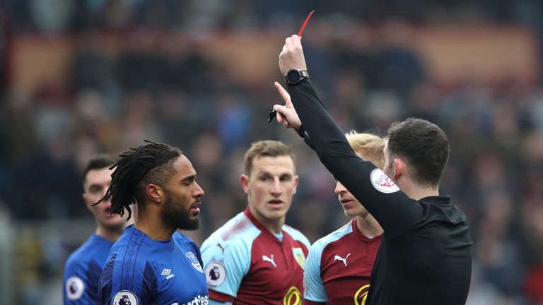 Williams is shown a red card against Burnley
